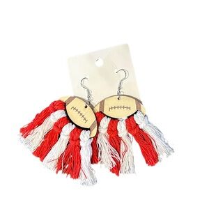 Football Red-White Wood Earrings NWT
